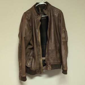 Massimo Dutti Men's Premium Brown Leather Jacket